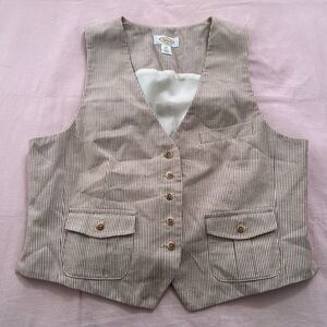 Talbots Striped Button-Up Vest